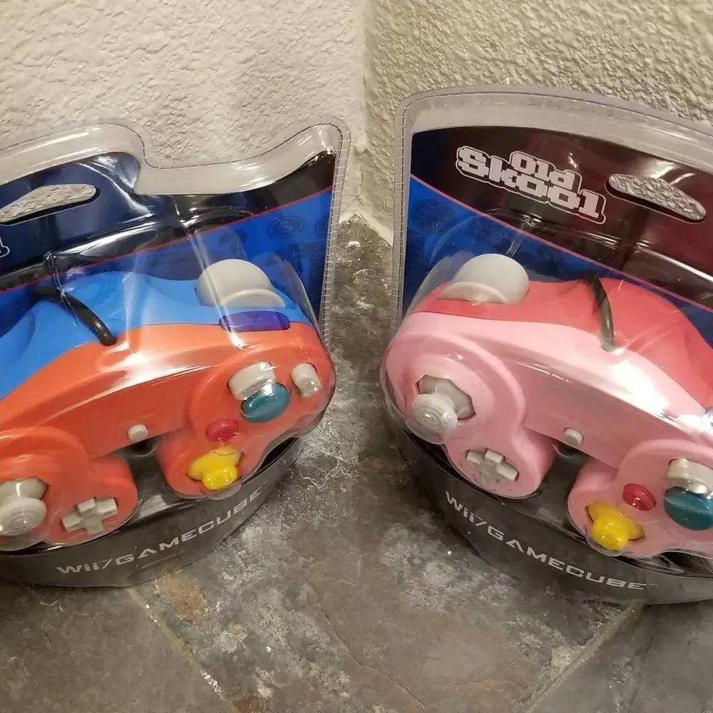 2 Gamecube Controllers - Red & Pink (NEW) - Nintendo - Old Skool